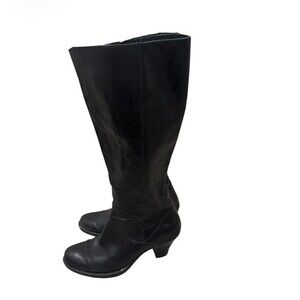 Born Black Leather Tall Riding Boots Knee High Zip Comfort Womens  7 M